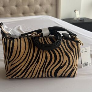 H&M Sold Out Black and Tan Zebra Print Shoulder Bag